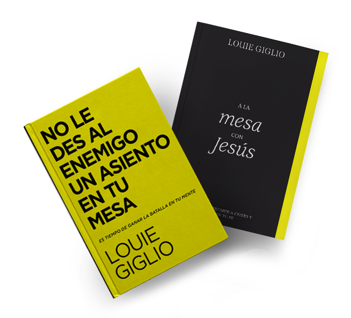 libros libros de louie giglio a la mesa con Jesús, no le des al enemigo un asiento en tu mesa
