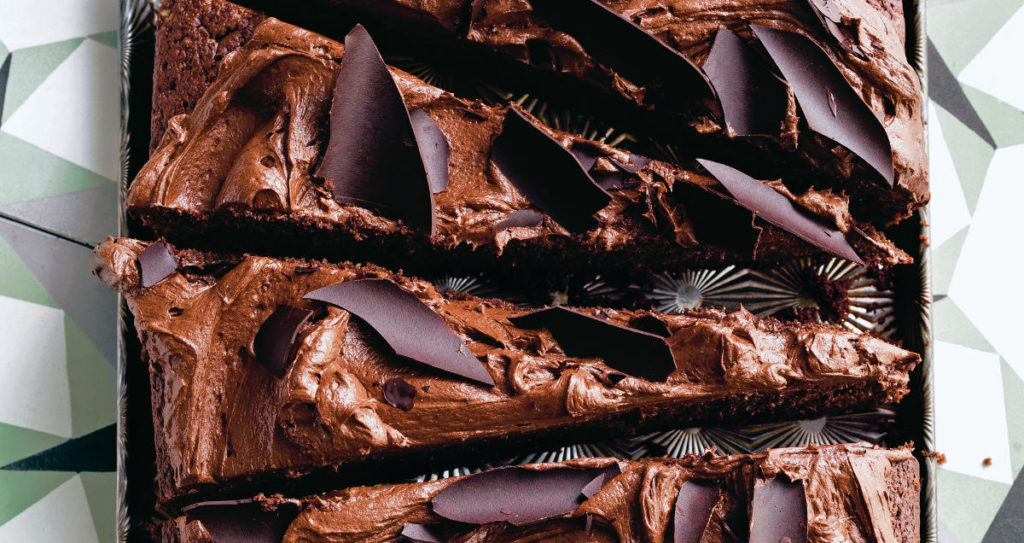 Delicious Daily Texas chocolate sheet cake with sour cream frosting