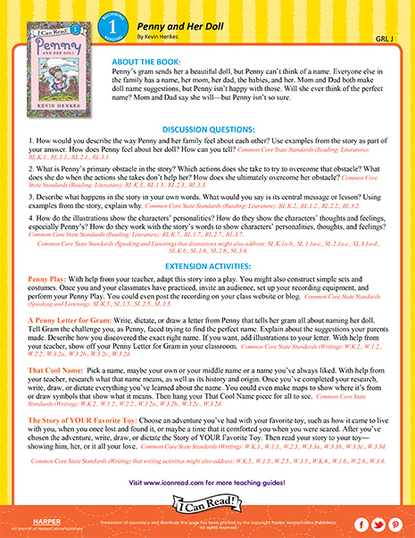 Penny And Her Doll Teacher S Guide Printable Activities Icanread 