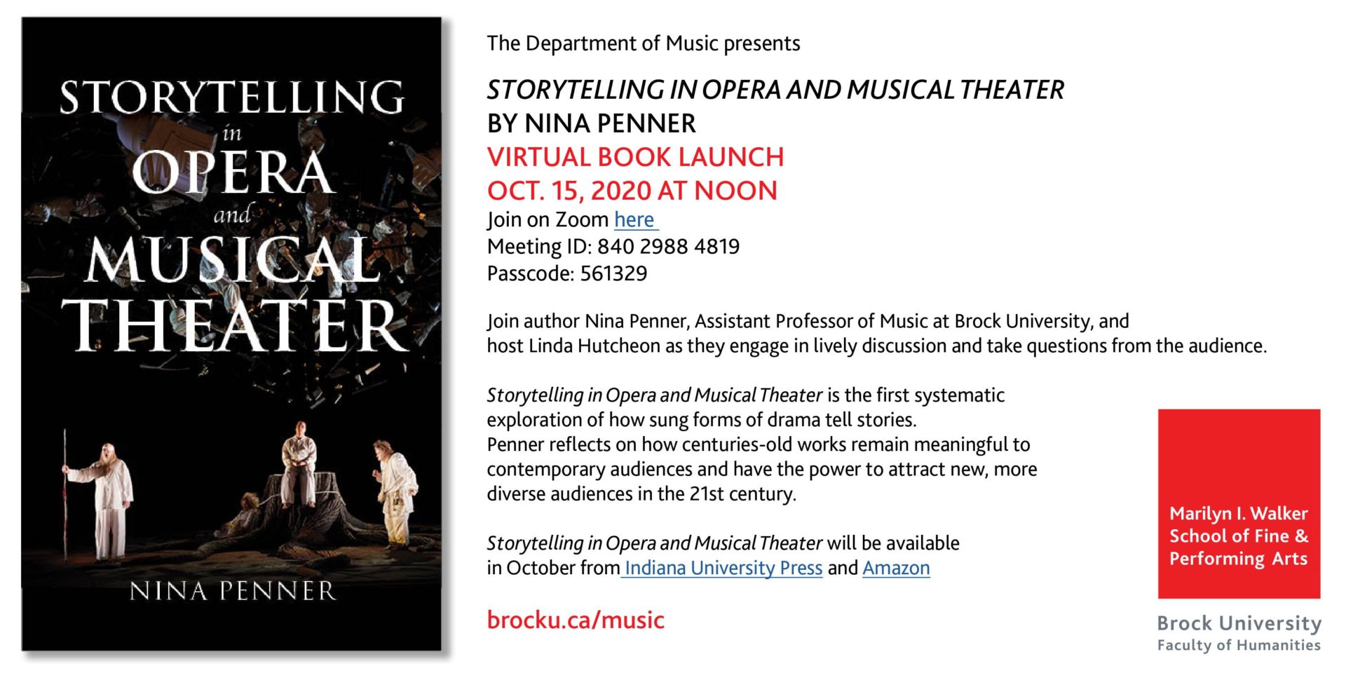 Virtual Book Launch For Storytelling In Opera And Musical Theater By ...