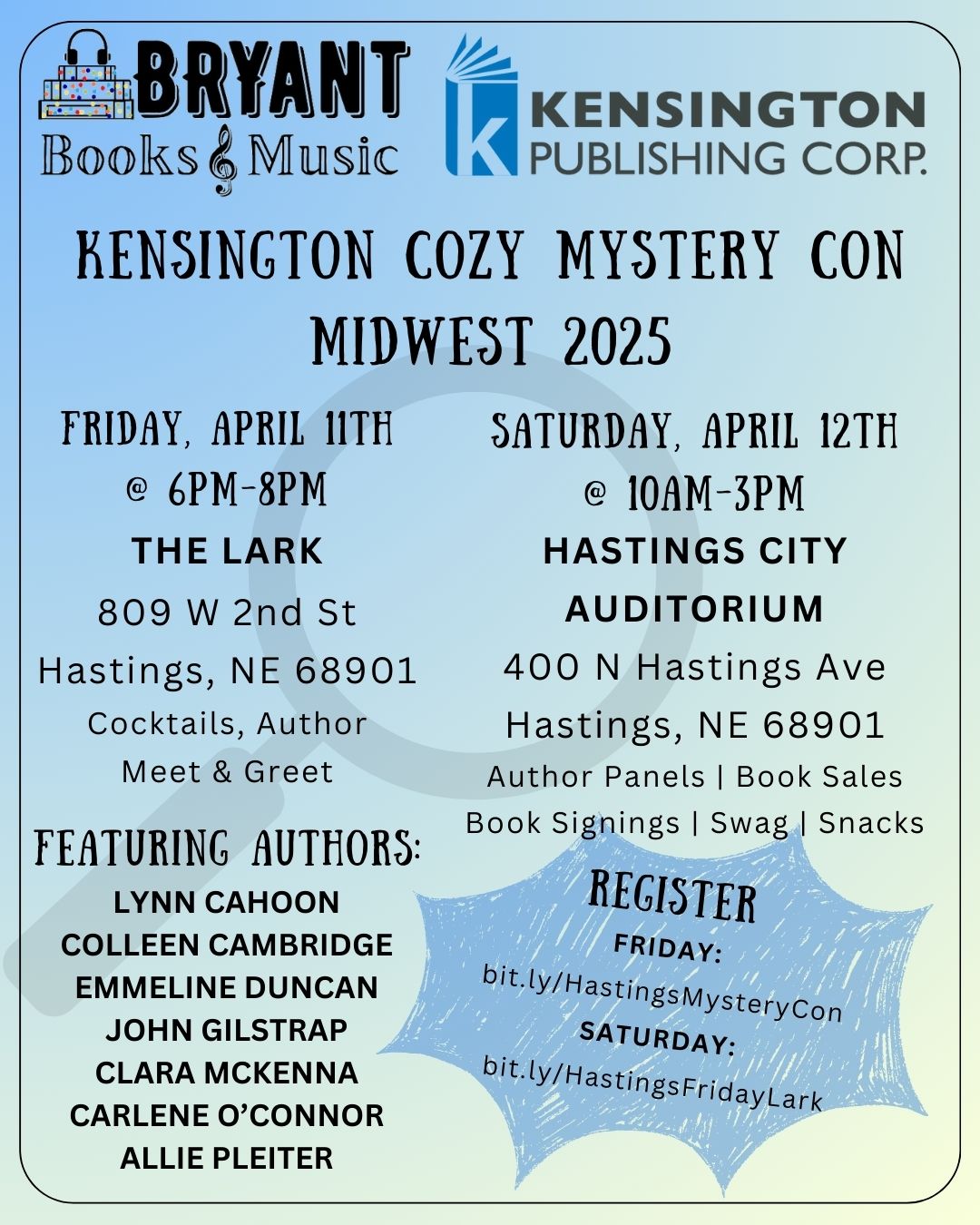 Cozy Mystery Con Midwest 2025 Kensington Books Publishing