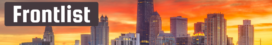 Banner that says "FRONTLIST" with a Chicago city sunset in the background.