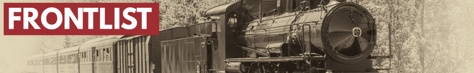 older black/white image of a train; text that says "FRONTLIST"