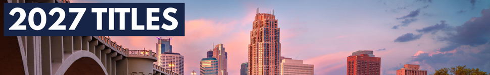 decorative header with image of skyline in Minneapolis, MN and text "2027 TITLES"