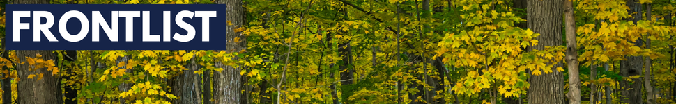 Text: FRONTLIST Image: forest and leaves