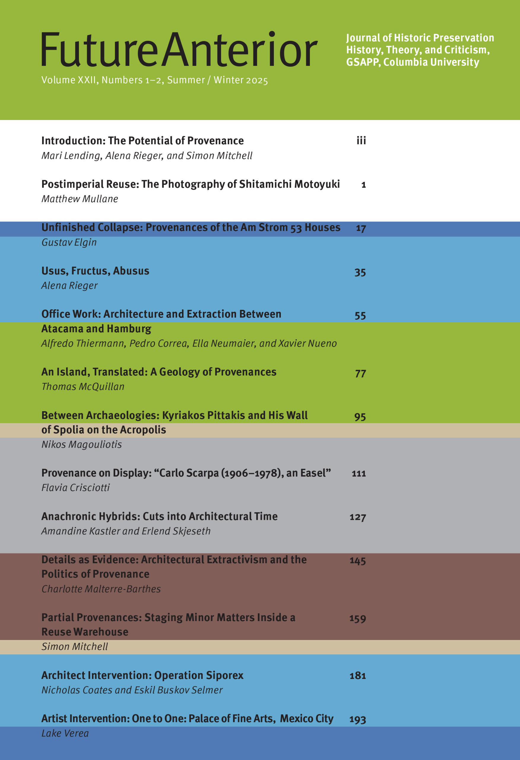 Future Anterior: Journal of Historic Preservation History, Theory