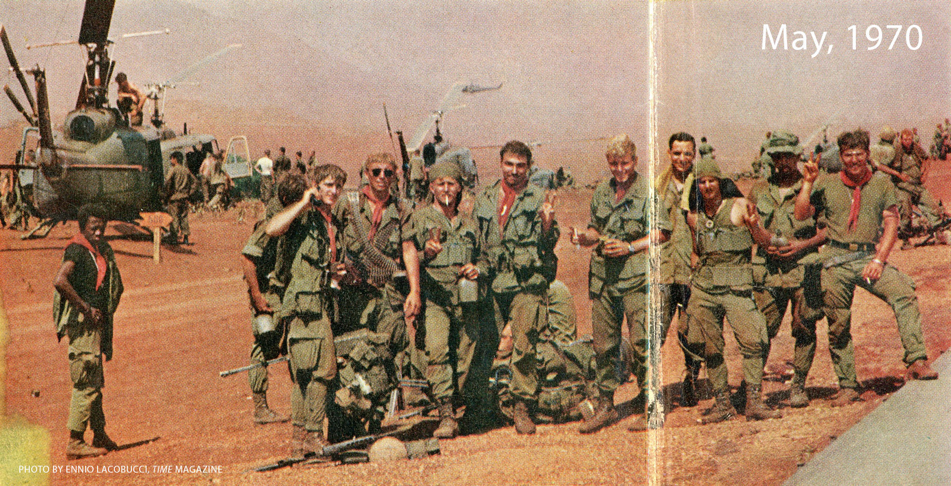 Photo of soldiers posting for a picture in Vietnam. Photo by Ennio Iacobucci from TIME Magazine.