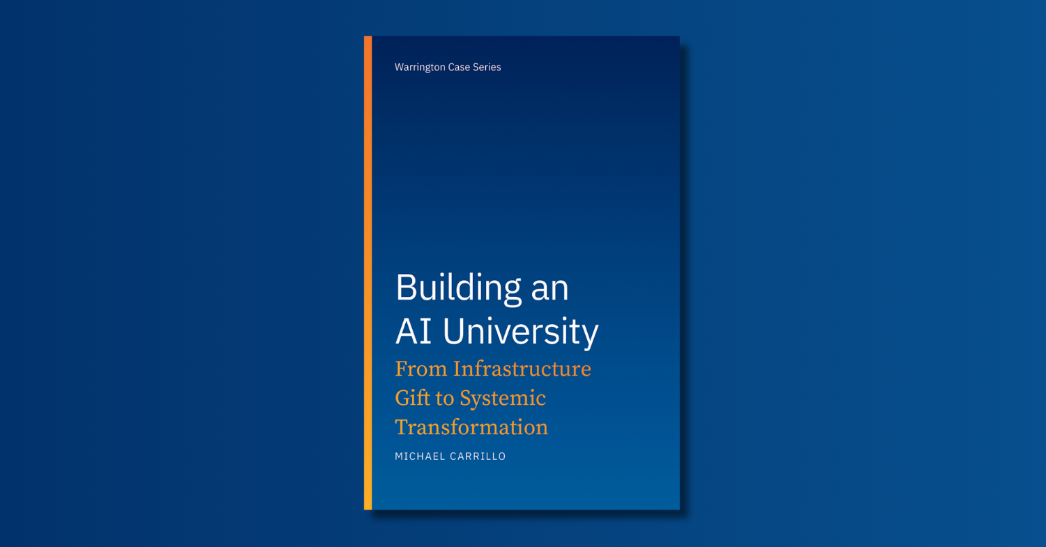 Book cover of Building an AI University against a dark blue background.
