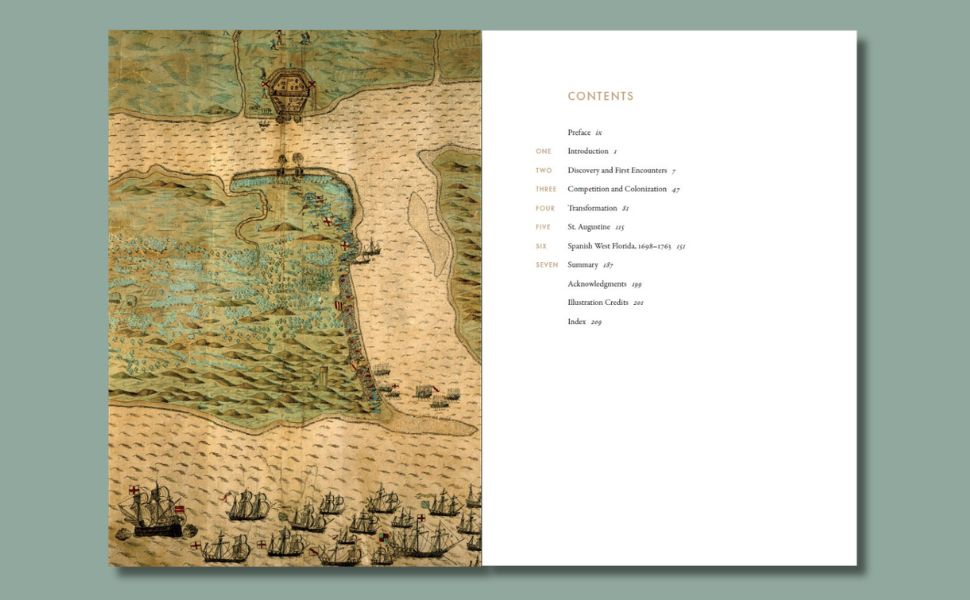 An interior spread from the book Early Spanish Florida