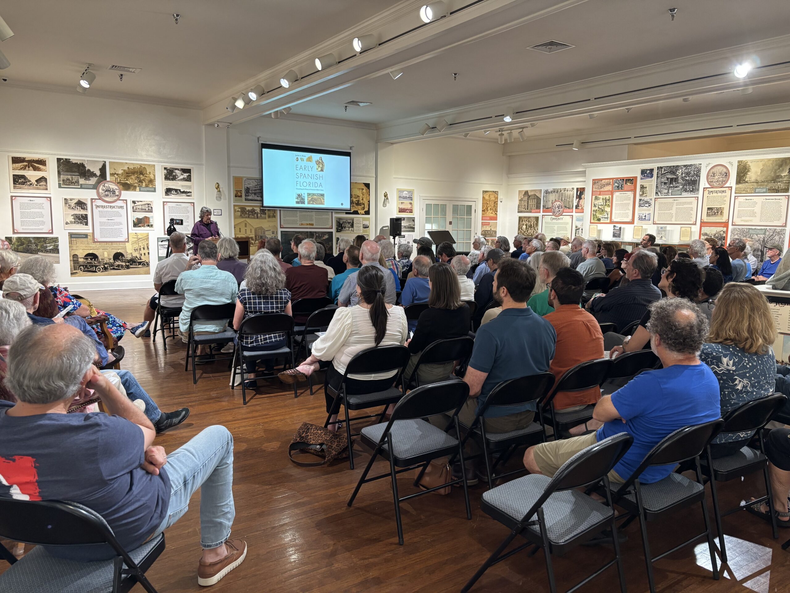 A crowd is seated at Judith Bense's Matheson History Museum event.<br>