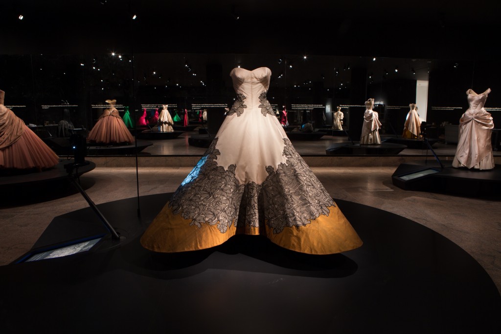 Charles James (American, born Great Britain, 1906-1978) “Clover Leaf” Ball Gown, 1953 Pink silk faille, copper silk shantung, black silk lace with ivory silk The Metropolitan Museum of Art, Brooklyn Museum Costume Collection at The Metropolitan Museum of Art, Gift of the Brooklyn Museum, 2009; Gift of Josephine Abercrombie, 1953 (2009.300.784) Image: © The Metropolitan Museum of Art