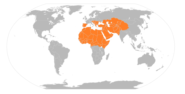 Map of the claim to power of the organization Islamic State