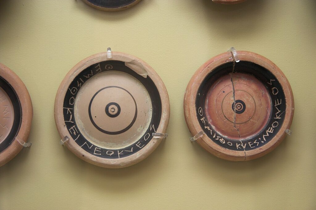A piece of ancient pottery from Athens used as ostraka.